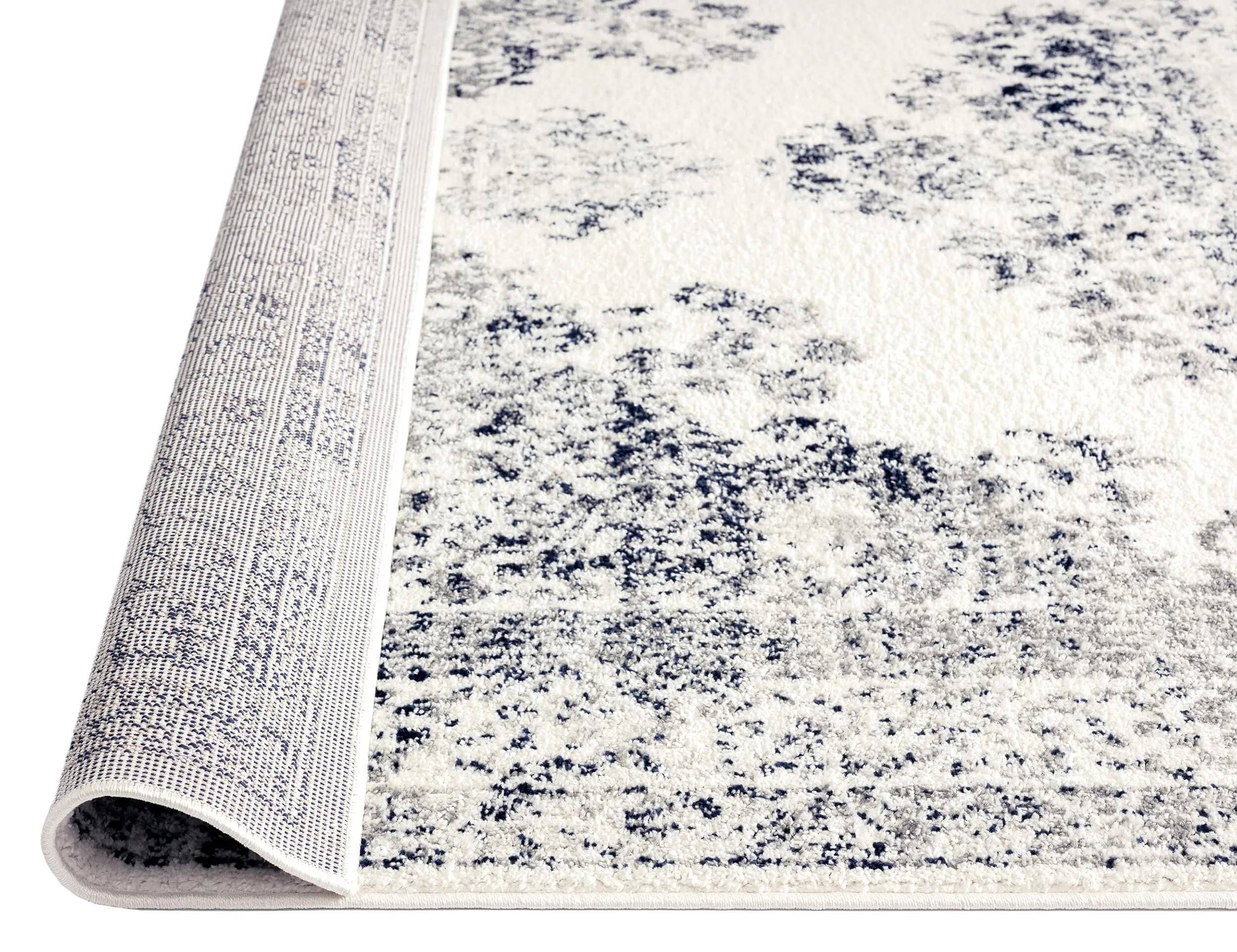 Ansa Navy Blue and Ivory Traditional Medallion Rug *NO RETURNS UNLESS FAULTY