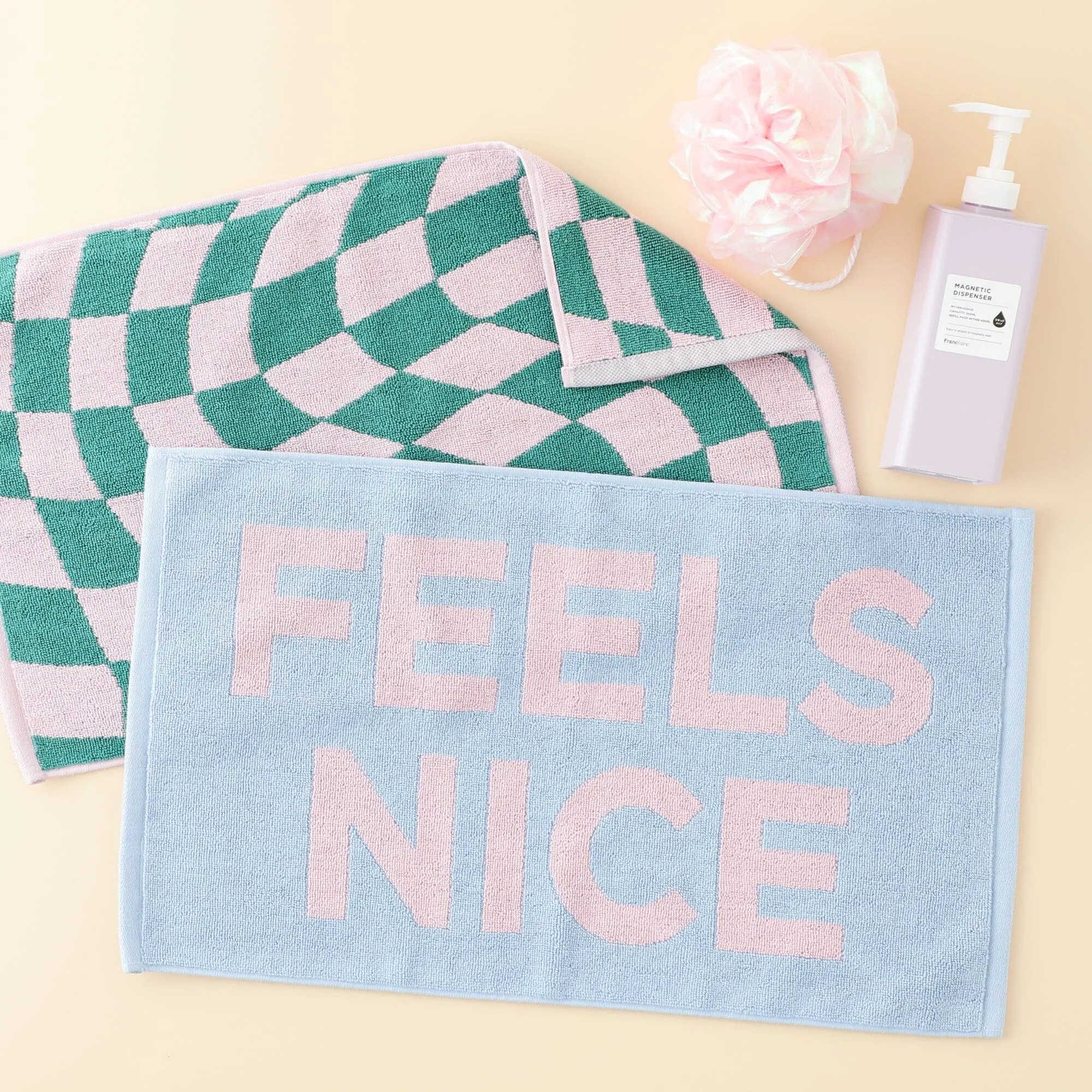 Antibacterial And Deodorizing Towel Mat Typo Light Blue