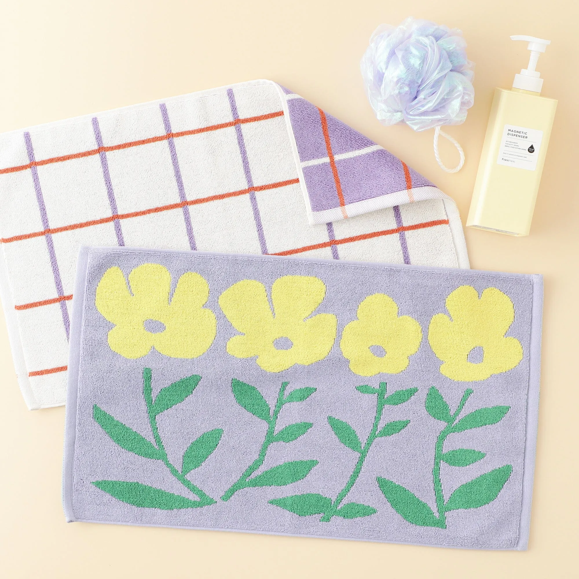 Antibacterial And Deodorizing Towel Mat Windowpane White