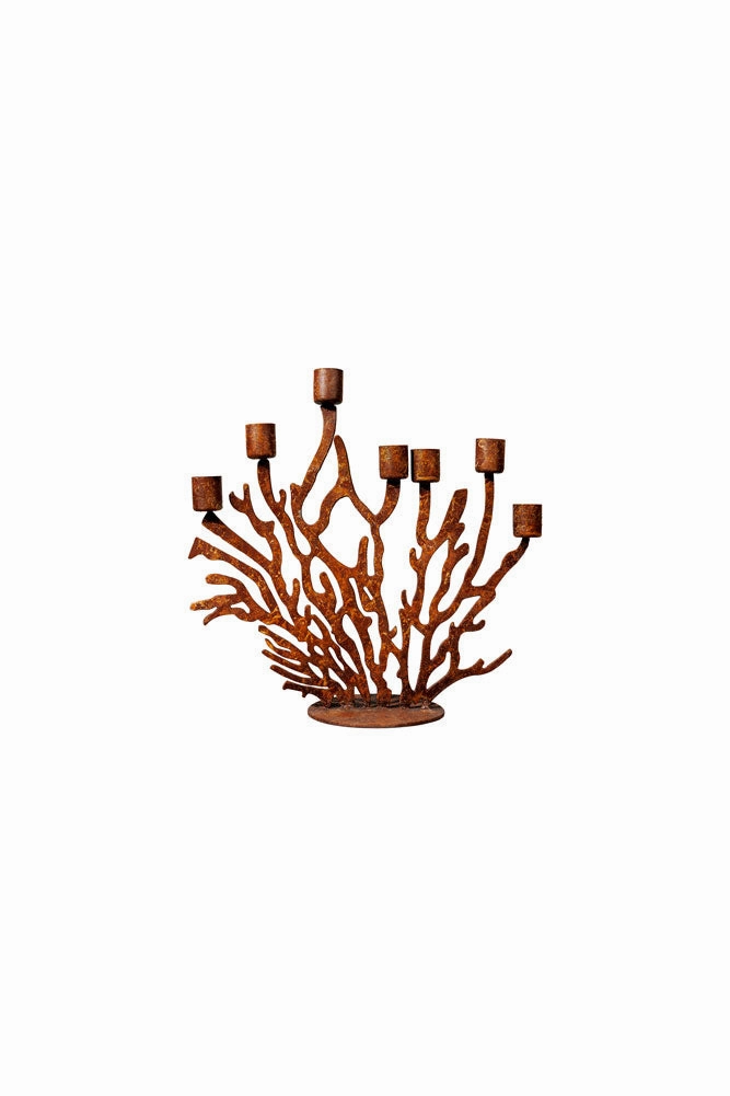Antique Coral Seven Candle Candelabra