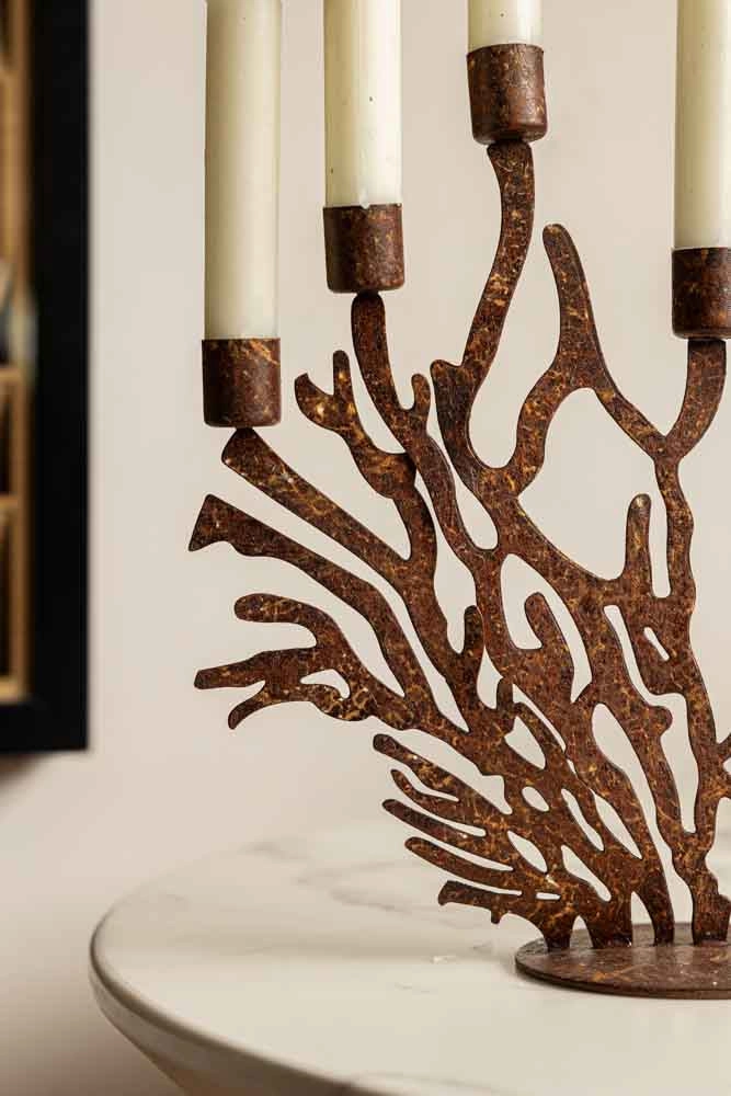 Antique Coral Seven Candle Candelabra