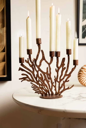 Antique Coral Seven Candle Candelabrascented candle ,decorative candle 