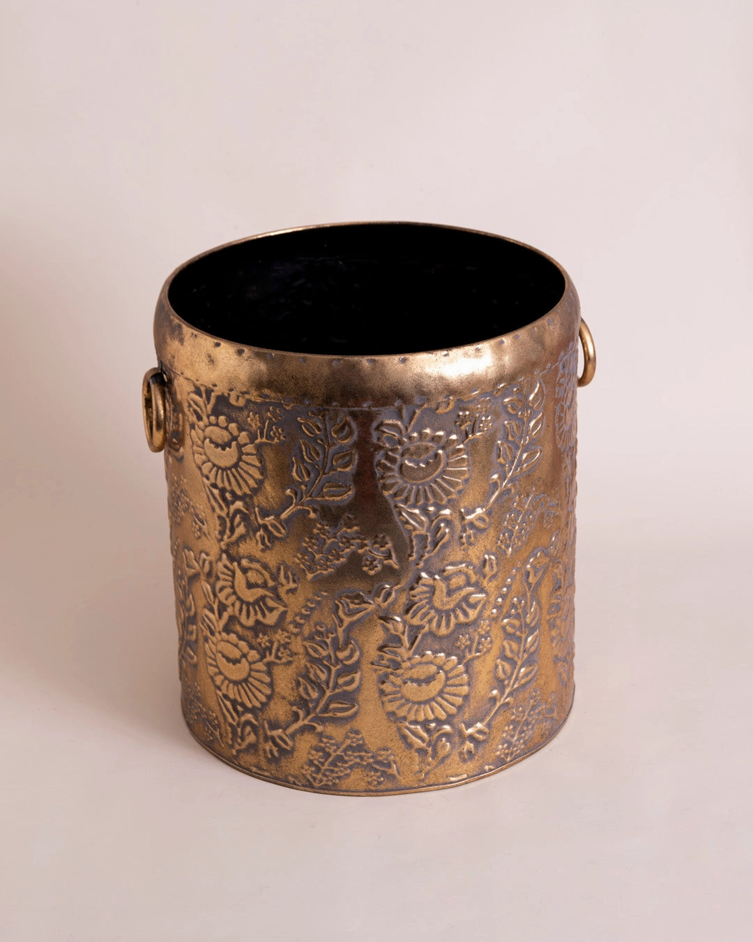 Antique Floral Barrel Planter - Small