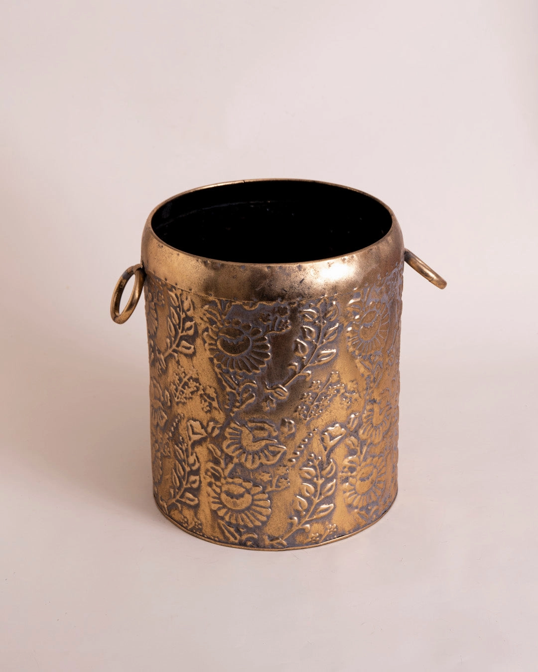 Antique Floral Barrel Planter - Small