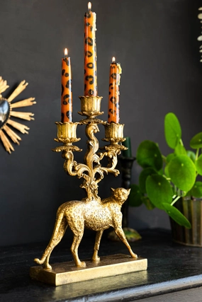 Antique Gold Cheetah Candlestick Holderscented candle ,decorative candle 