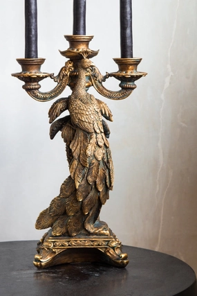 Antique Gold Peacock Trio Candlestick Holderscented candle ,decorative candle 
