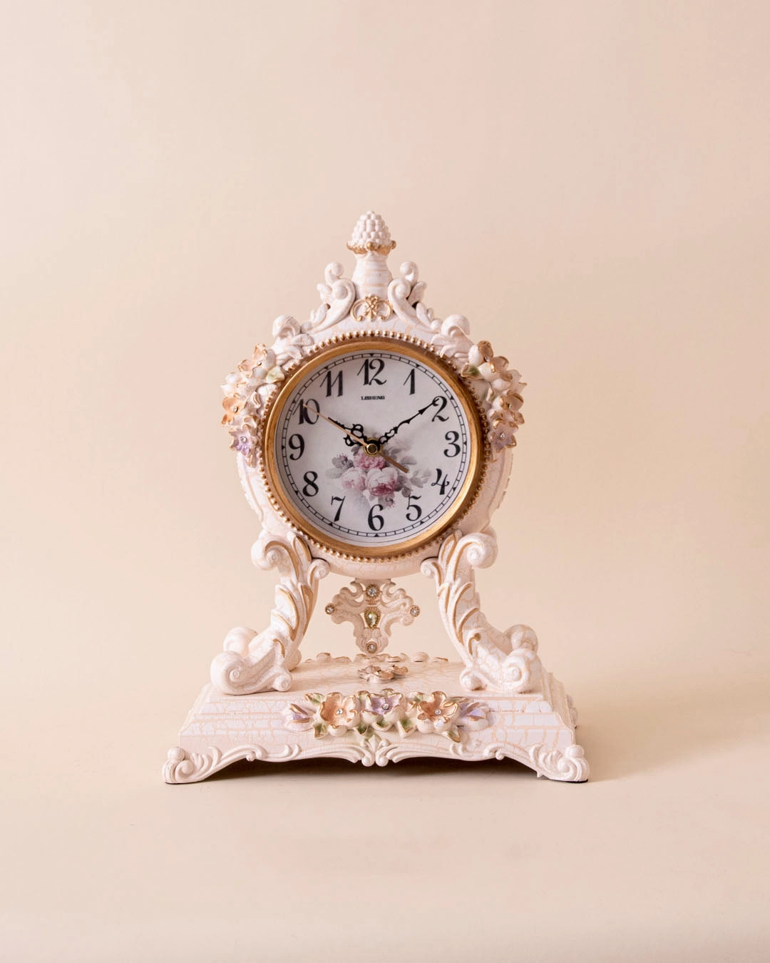 Antique Grace Floral Table Clock