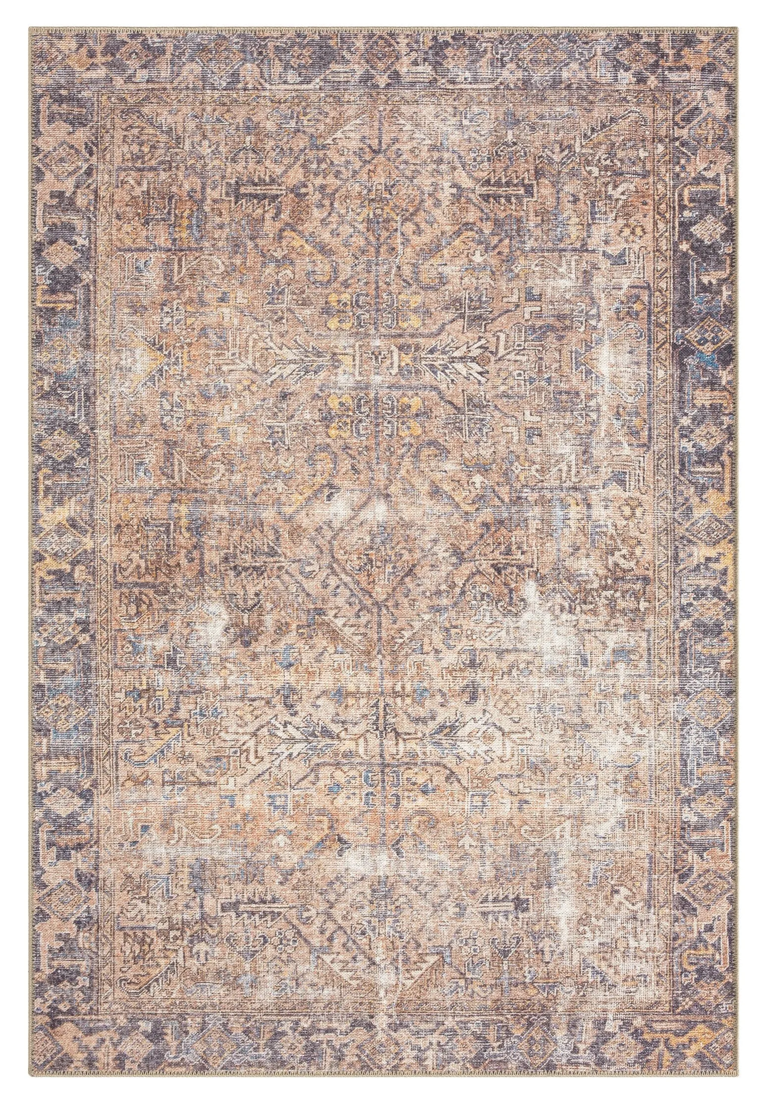 Anyel Brown and Blue Traditional Distressed Washable Rug *NO RETURNS UNLESS FAULTYmodern color block patchwork rug