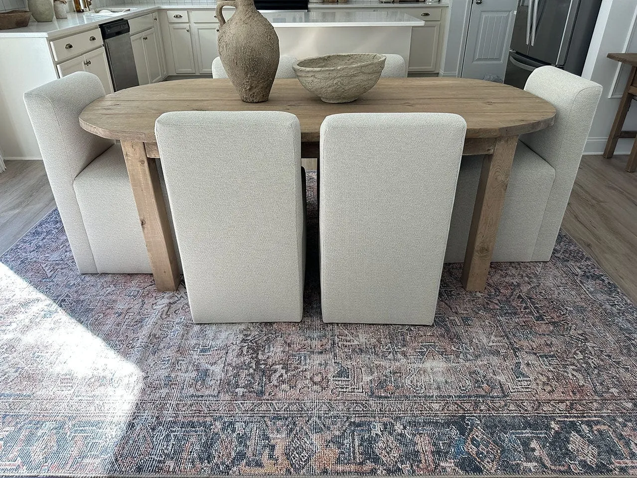 Anyel Brown and Blue Traditional Distressed Washable Rug *NO RETURNS UNLESS FAULTY