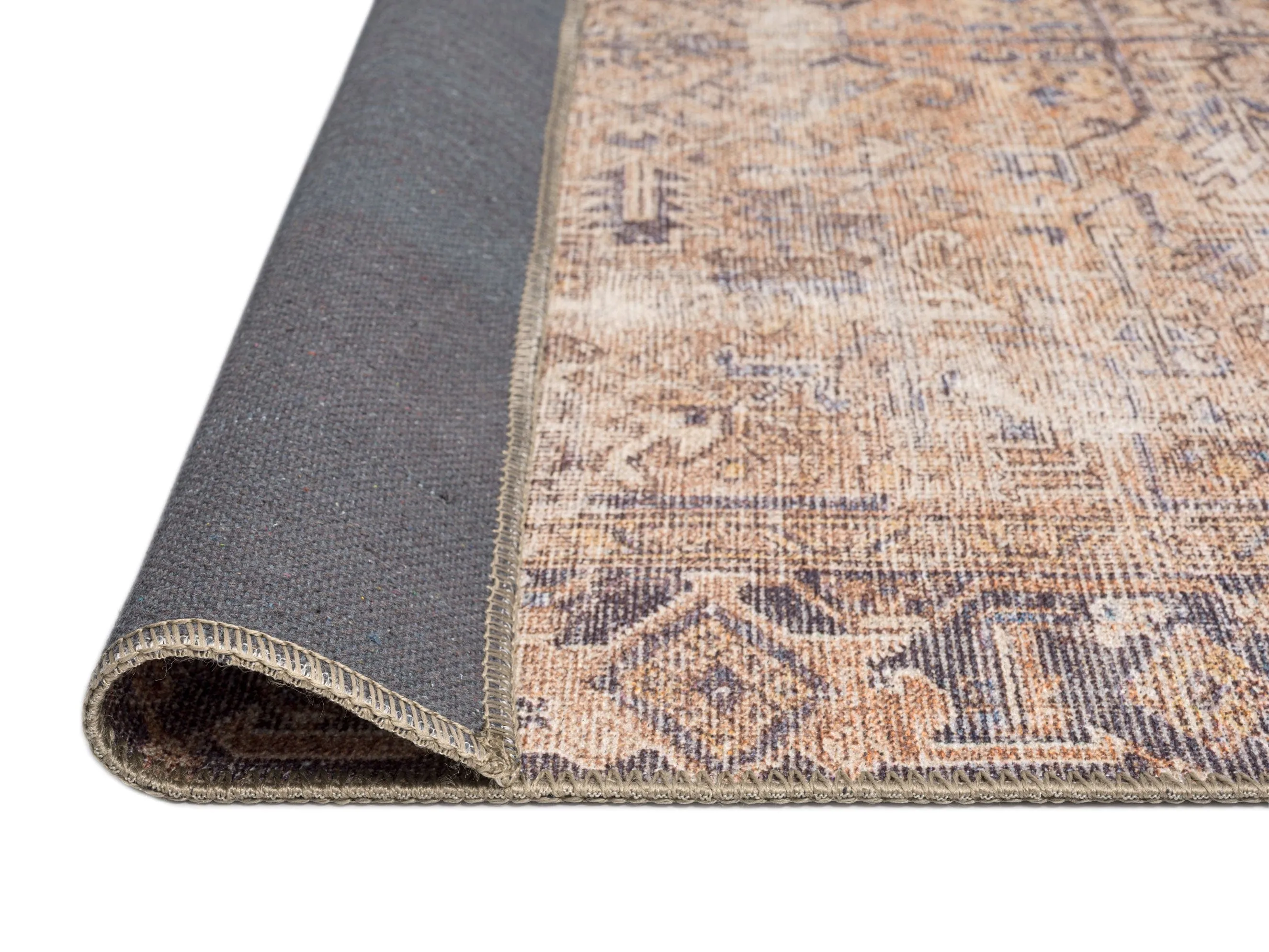 Anyel Brown and Blue Traditional Distressed Washable Rug *NO RETURNS UNLESS FAULTY