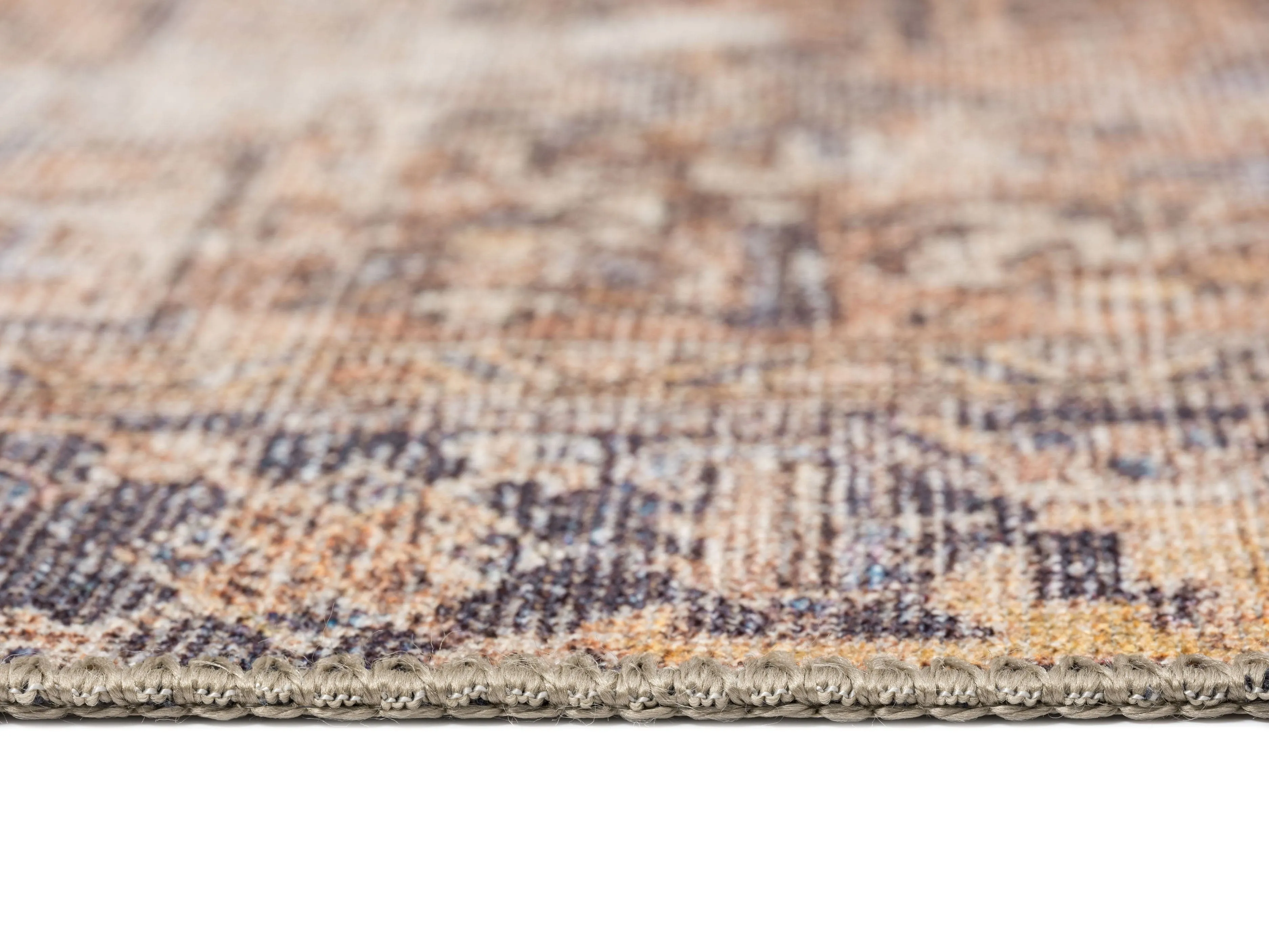 Anyel Brown and Blue Traditional Distressed Washable Rug *NO RETURNS UNLESS FAULTY
