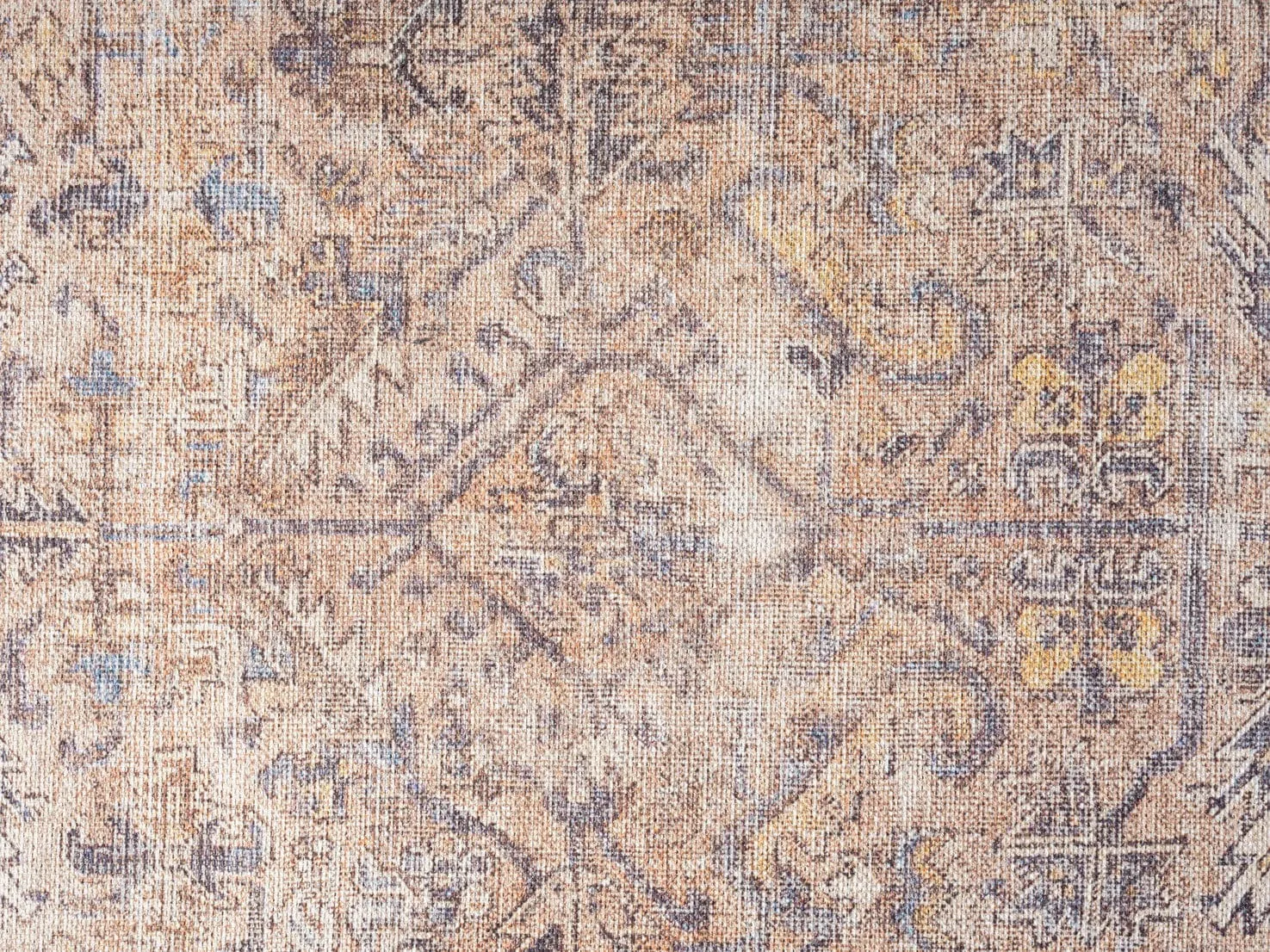 Anyel Brown and Blue Traditional Distressed Washable Rug *NO RETURNS UNLESS FAULTY