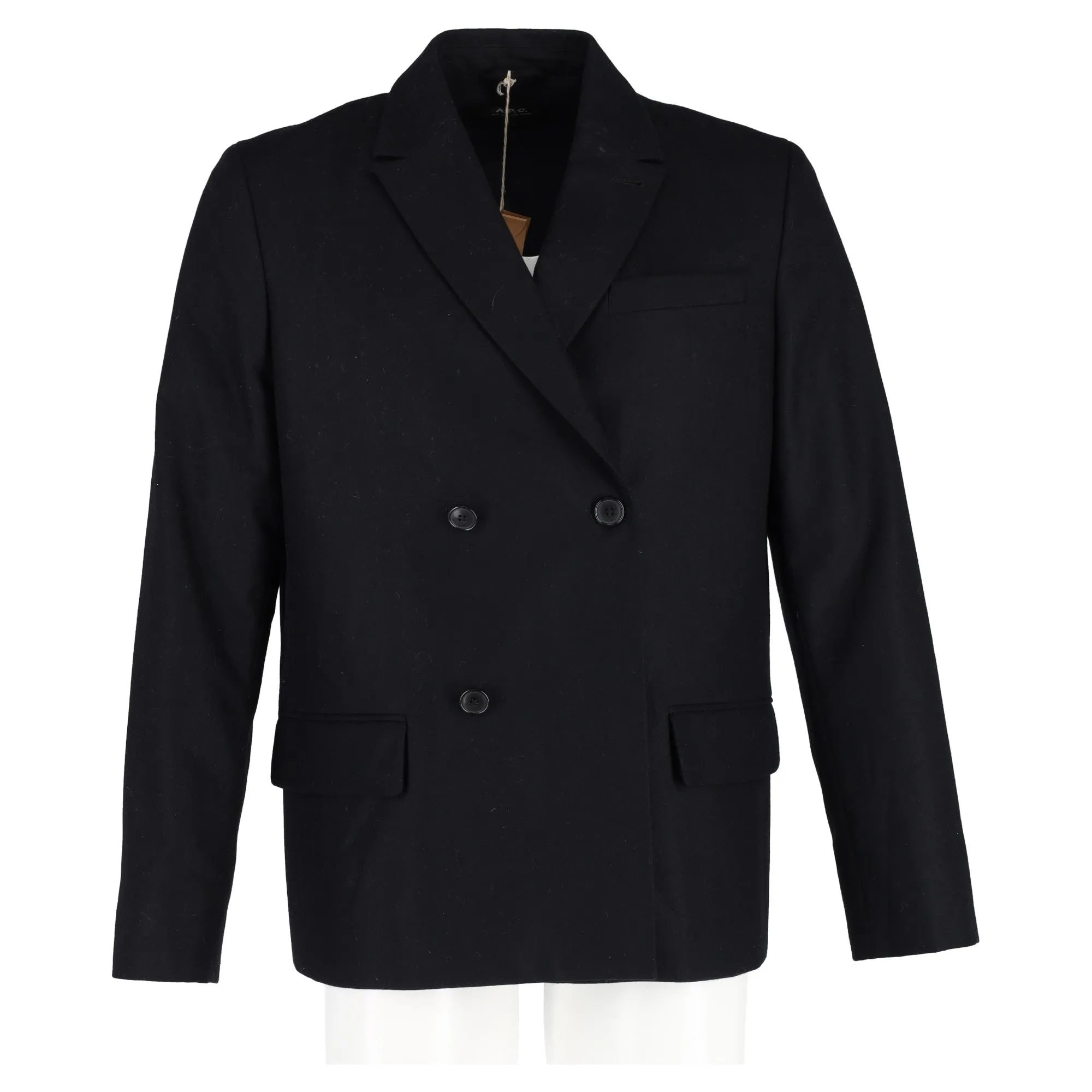 A.P.C. Double-Breasted Blazer in Navy Blue Wool