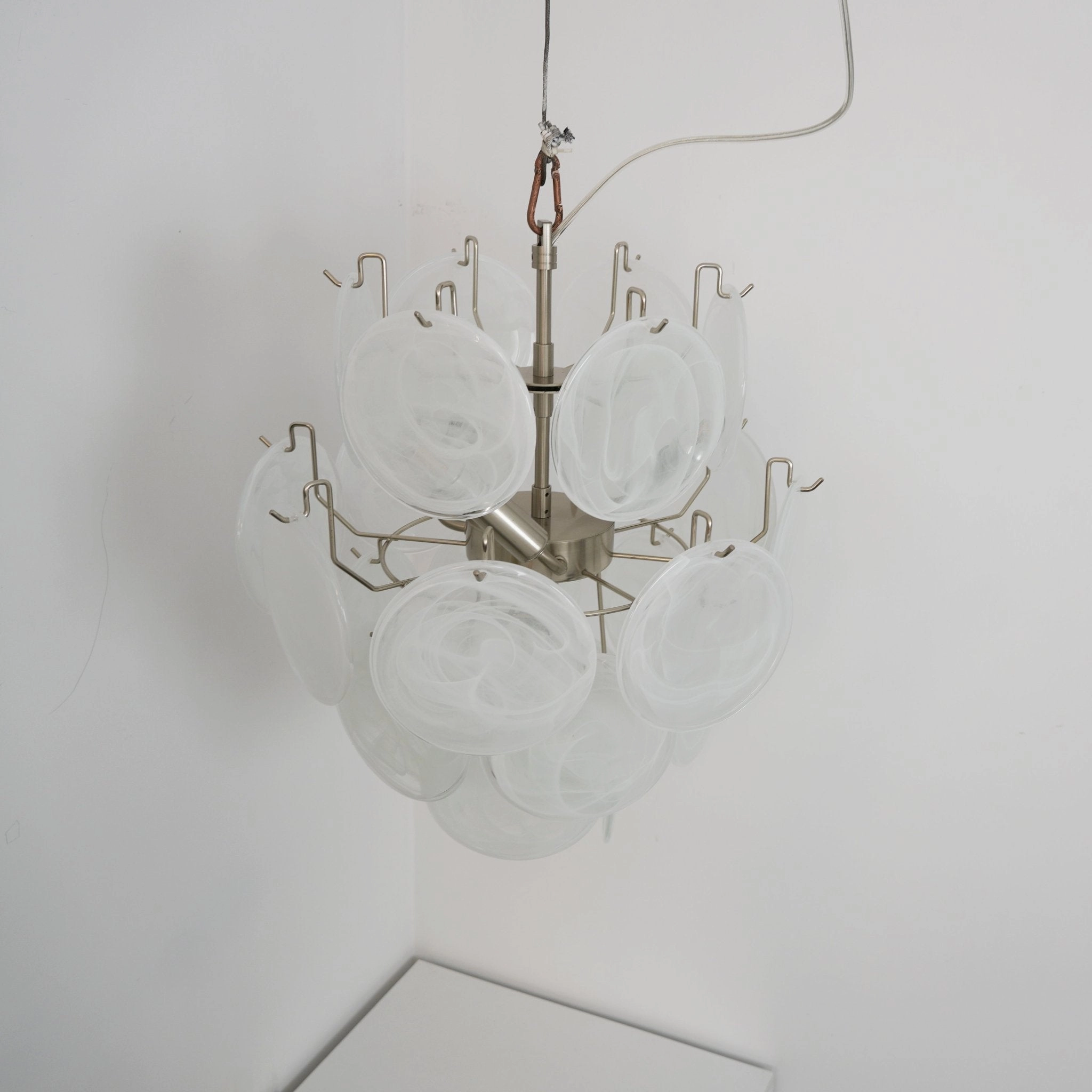 Aqua White Glass Murano Chandelier