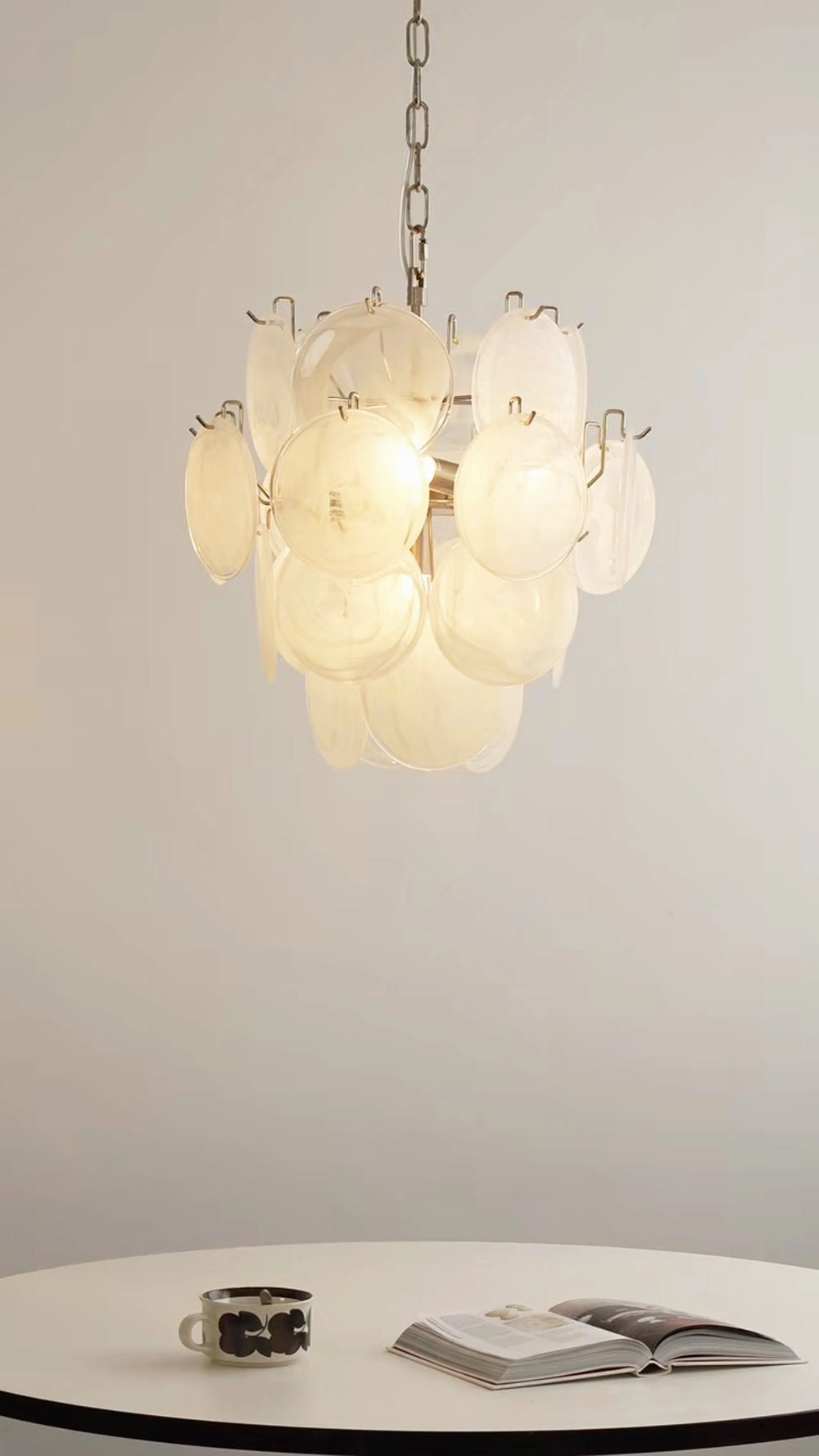 Aqua White Glass Murano Chandelier