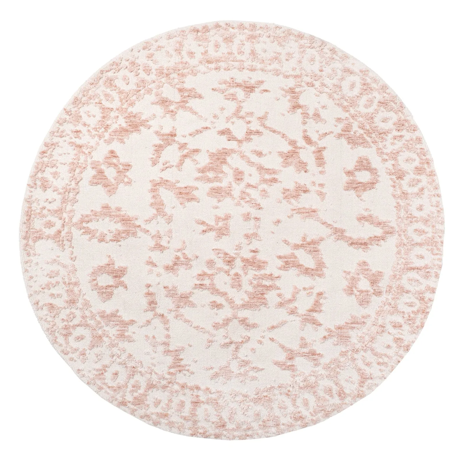 Aria Pink and Ivory Floral Transitional Round Rugmodern color block patchwork rug