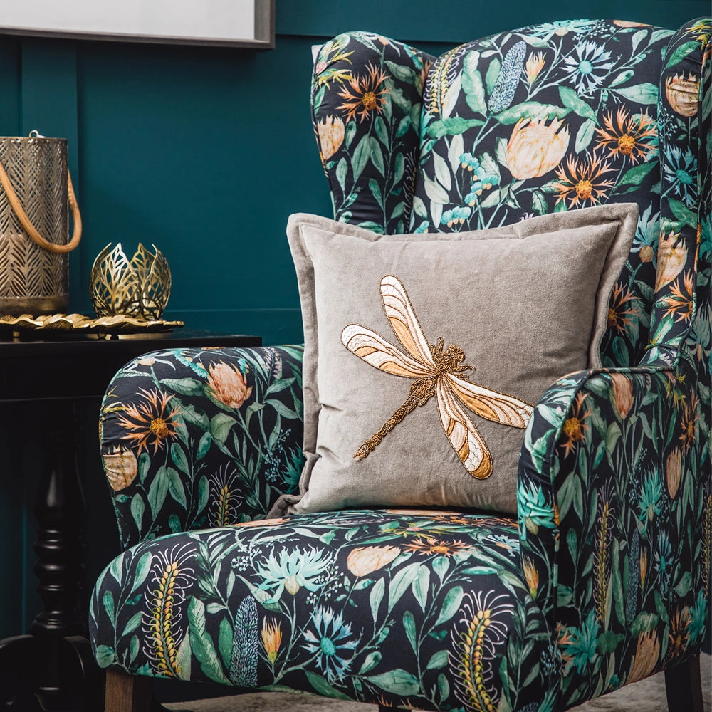 Aria Embroidered Feather Cushion Greybedding sets ,throw blankets 