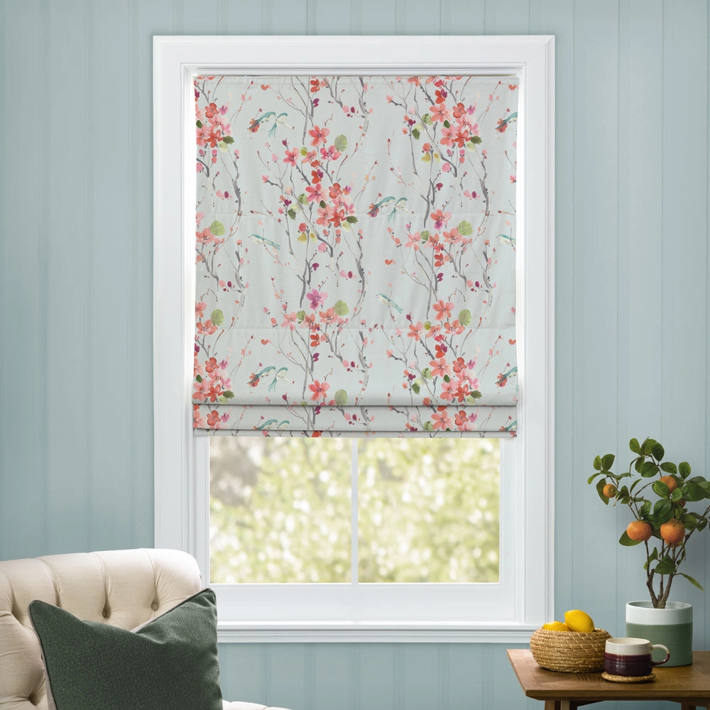 Armathwaite Printed Cotton Made to Measure Roman Blinds Coral/Dove
