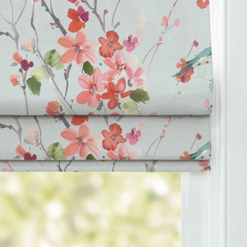 Armathwaite Printed Cotton Made to Measure Roman Blinds Coral/Dove
