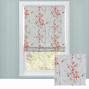 Armathwaite Printed Cotton Made to Measure Roman Blinds Coral/Dovebedding sets ,throw blankets 