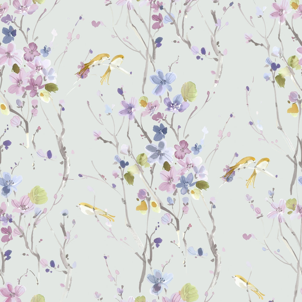 Armathwaite Printed Cotton Made to Measure Roman Blinds Violet/Duck Egg