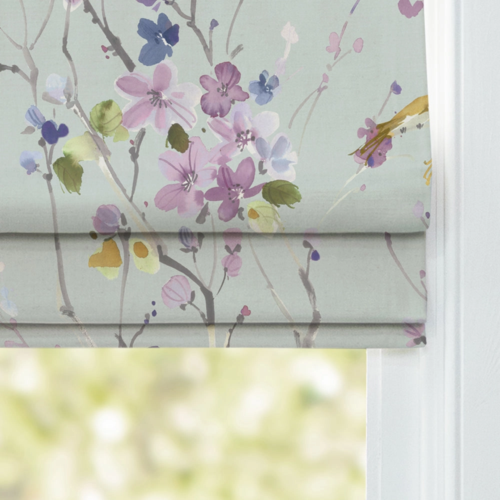 Armathwaite Printed Cotton Made to Measure Roman Blinds Violet/Duck Egg