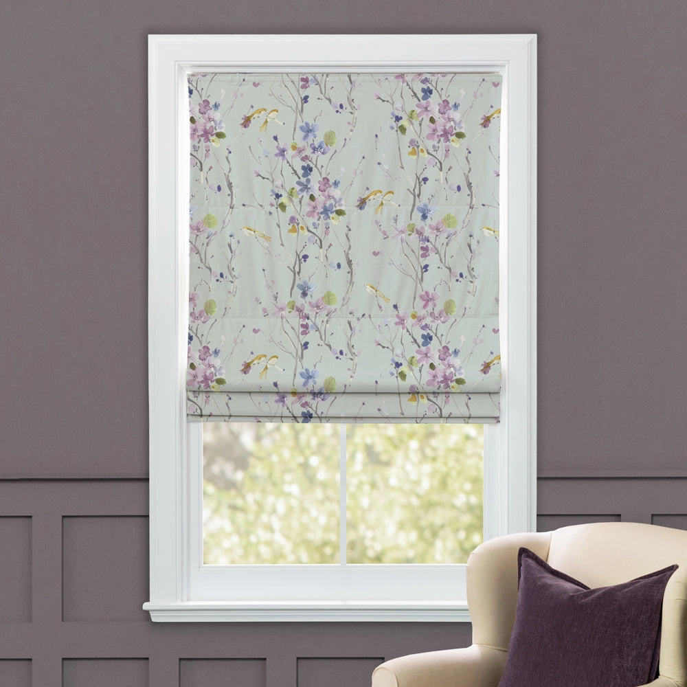 Armathwaite Printed Cotton Made to Measure Roman Blinds Violet/Duck Egg