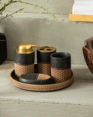 Artisan Textured 5-Piece Bath Set - Blackbathroom decor,boho bathroom decor,minimalist bathroom decor