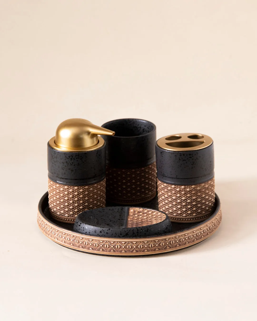Artisan Textured 5-Piece Bath Set - Black