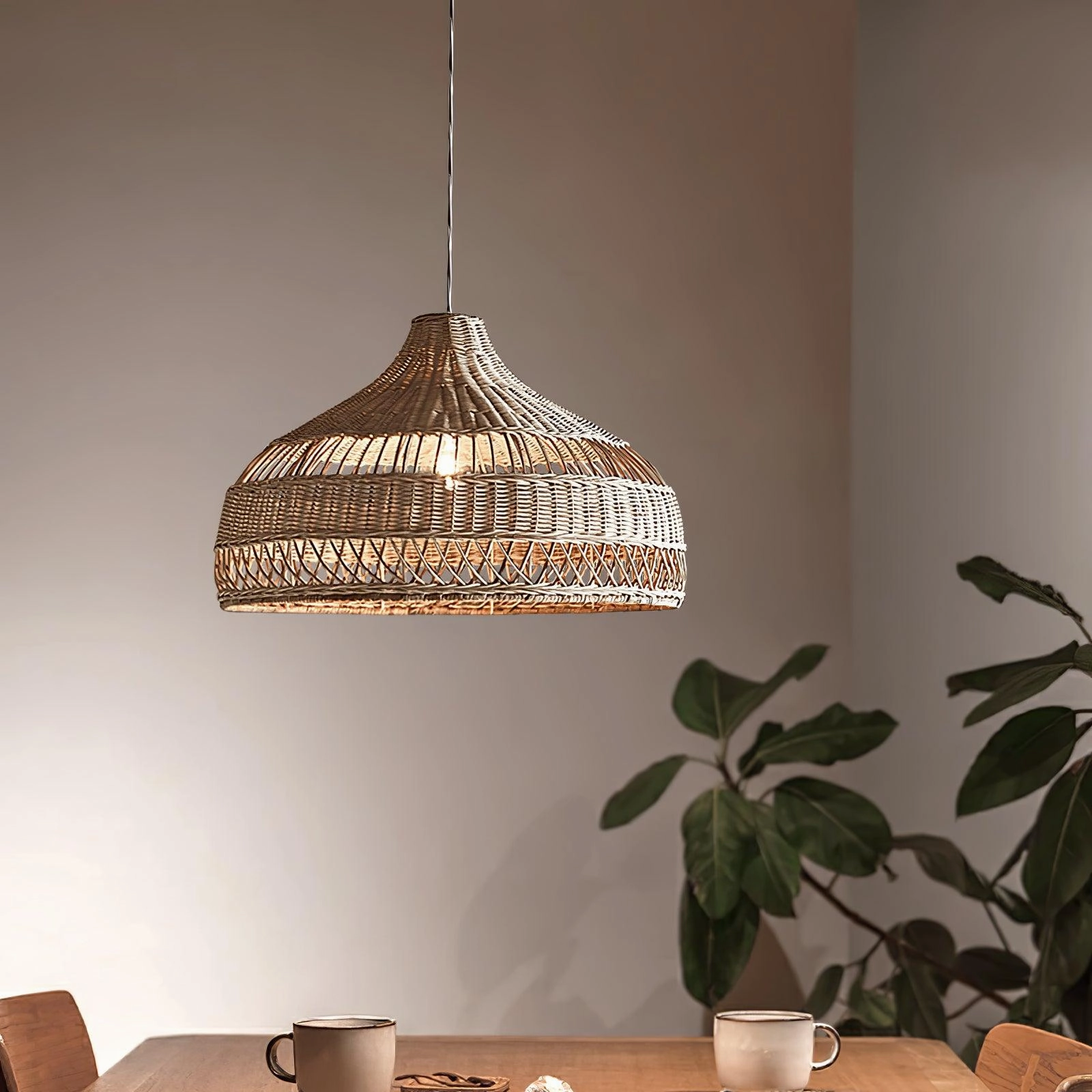 Artisanal Rattan Dome Pendant Lamp