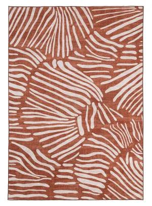 Ashlyn Terracotta Palm Print Washable Rugmodern color block patchwork rug