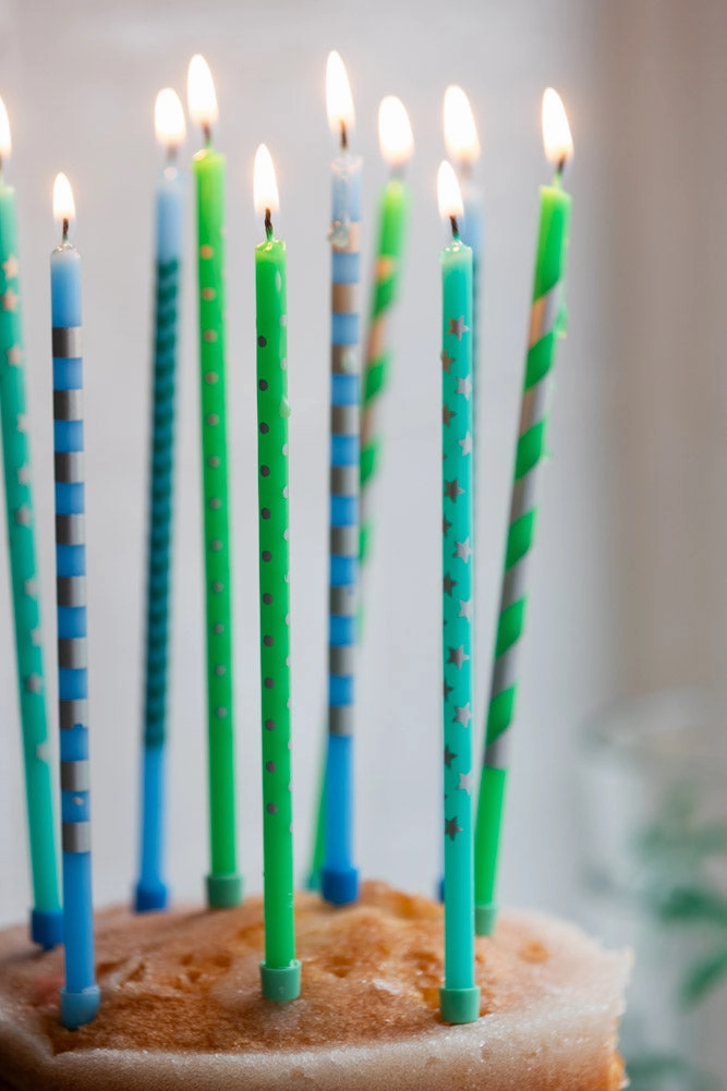 Assorted Blue Cake Candles - Pack Of 10