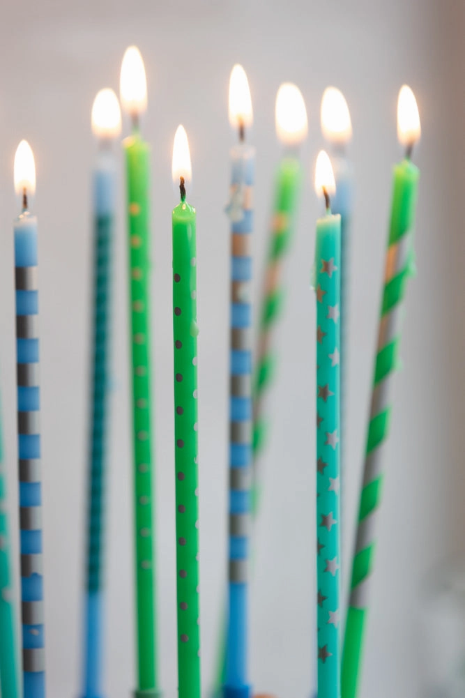 Assorted Blue Cake Candles - Pack Of 10