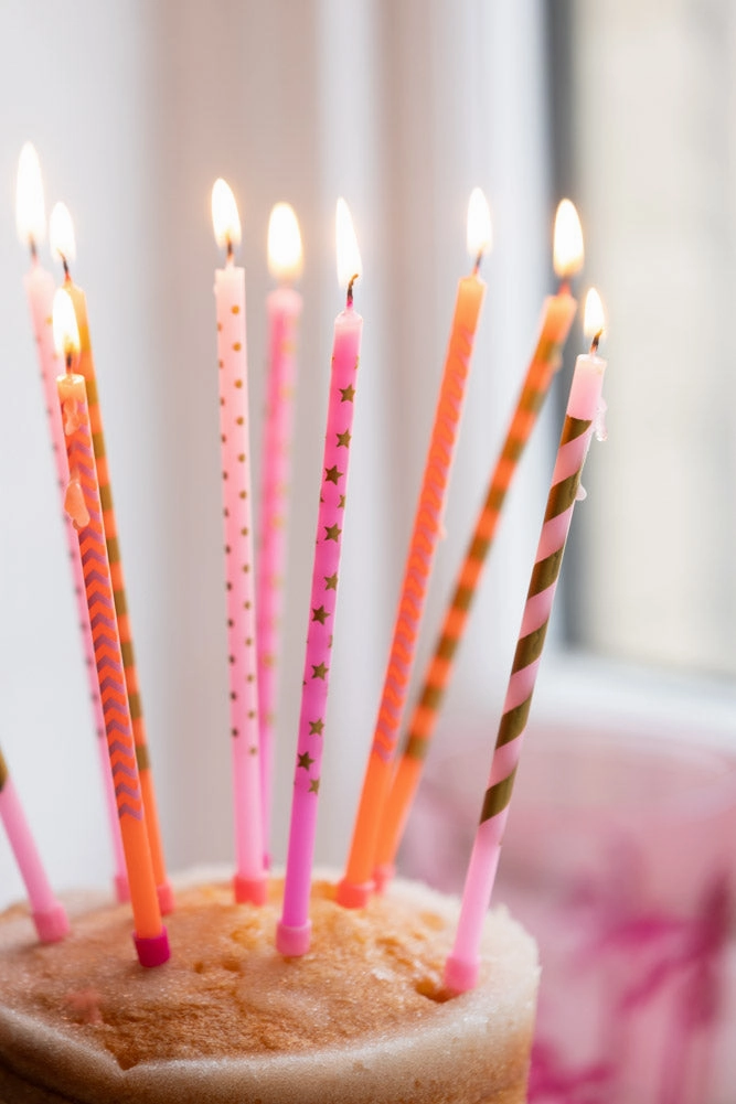 Assorted Pink Cake Candles - Pack Of 10