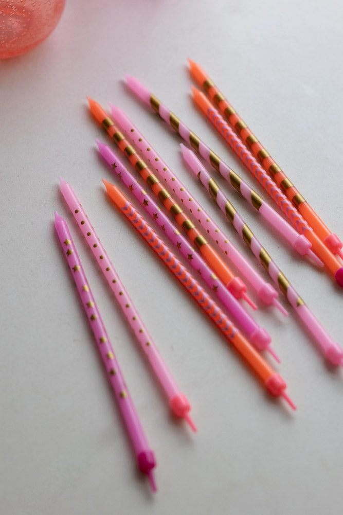 Assorted Pink Cake Candles - Pack Of 10