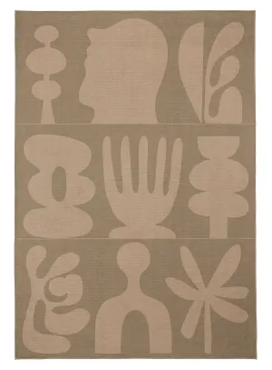 Aswati Brown Graphic Indoor Outdoor Washable Rug *NO RETURNS UNLESS FAULTYmodern color block patchwork rug