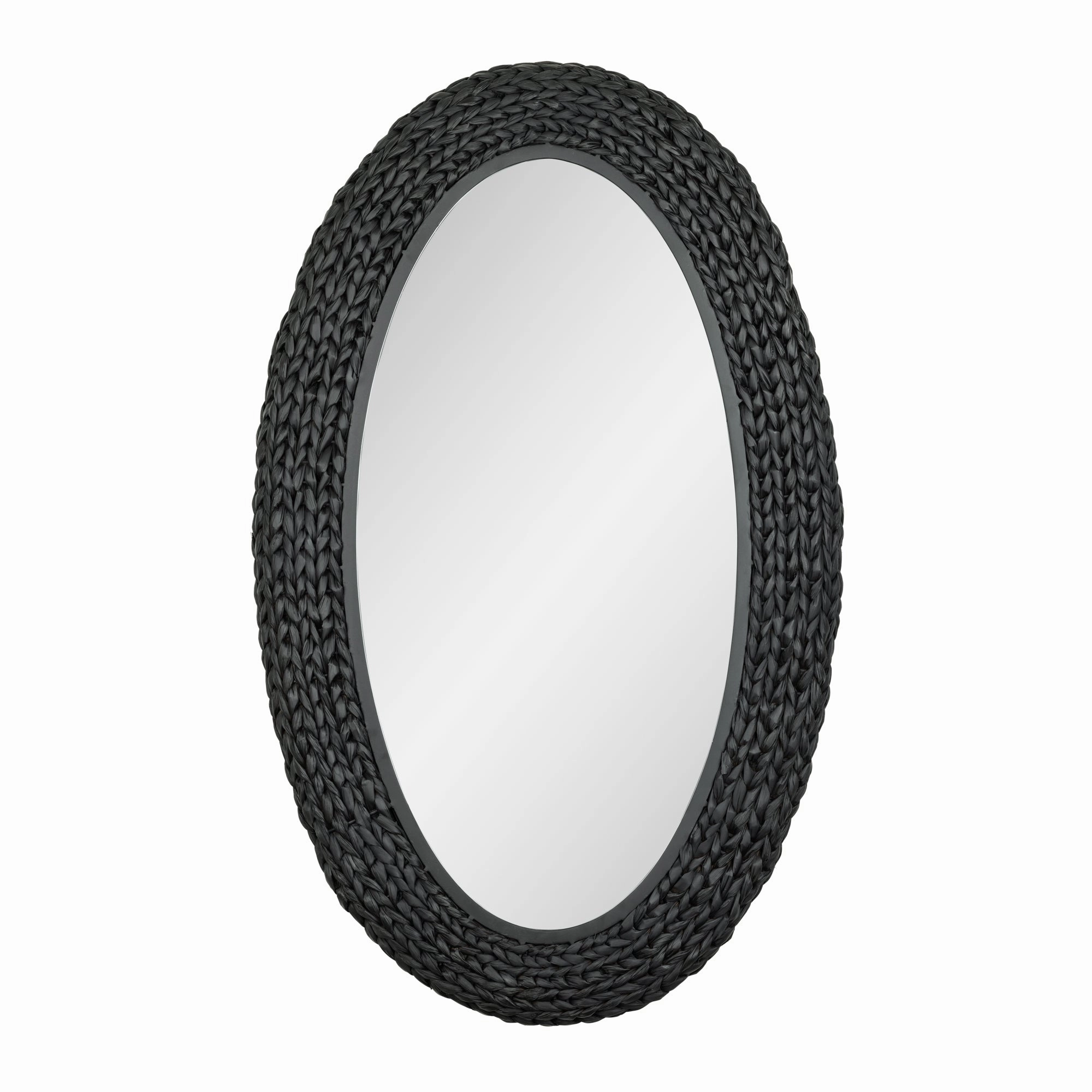 Athena 457MI24MBB 24x40 Oval Wall Mirror - Matte Black/Black Seagrasswall mounted decorative mirror,full length dressing mirror