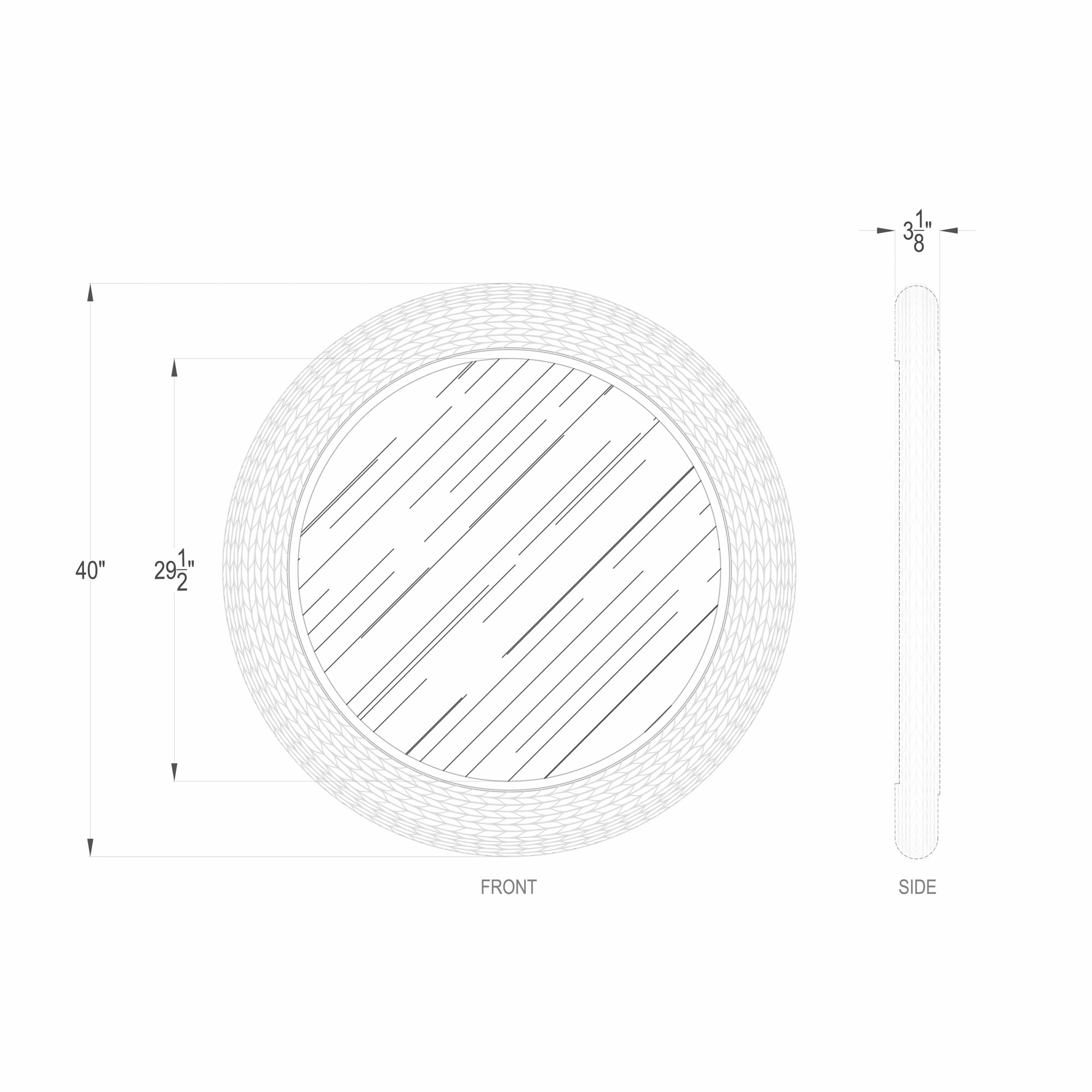 Athena 457MI40MBB 40-in Round Wall Mirror - Matte Black/Black Seagrass
