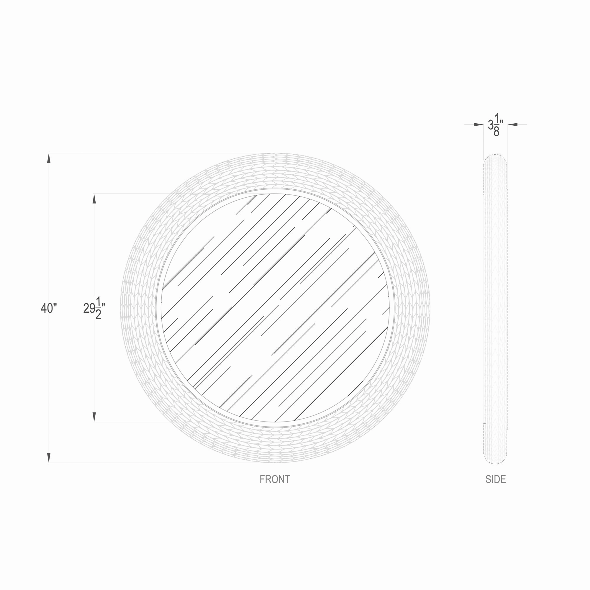 Athena 457MI40MBB 40-in Round Wall Mirror - Matte Black/Black Seagrass