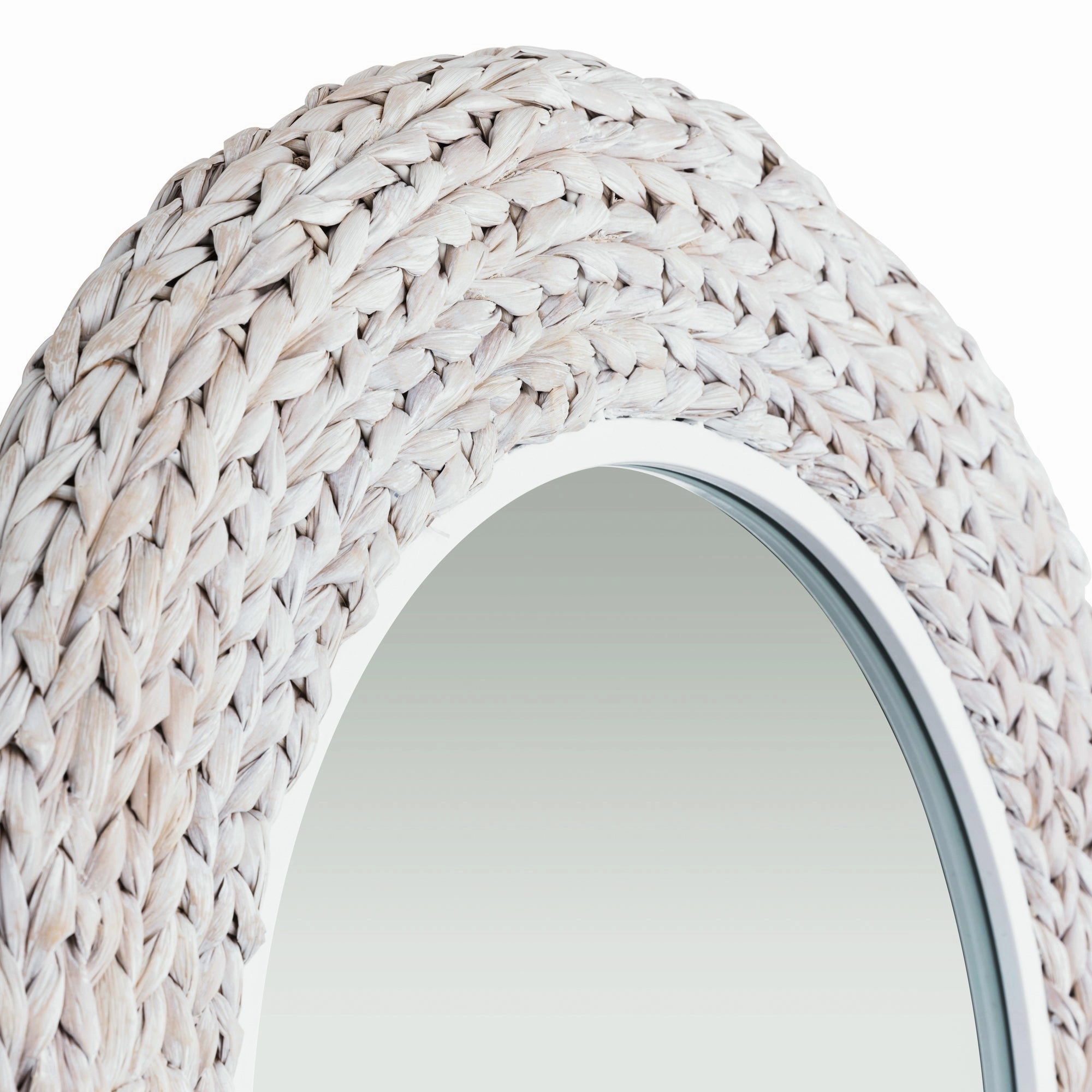 Athena in Whitewash 457MI24MWW 24x40 Oval Wall Mirror - Matte White/Whitewash Seagrass