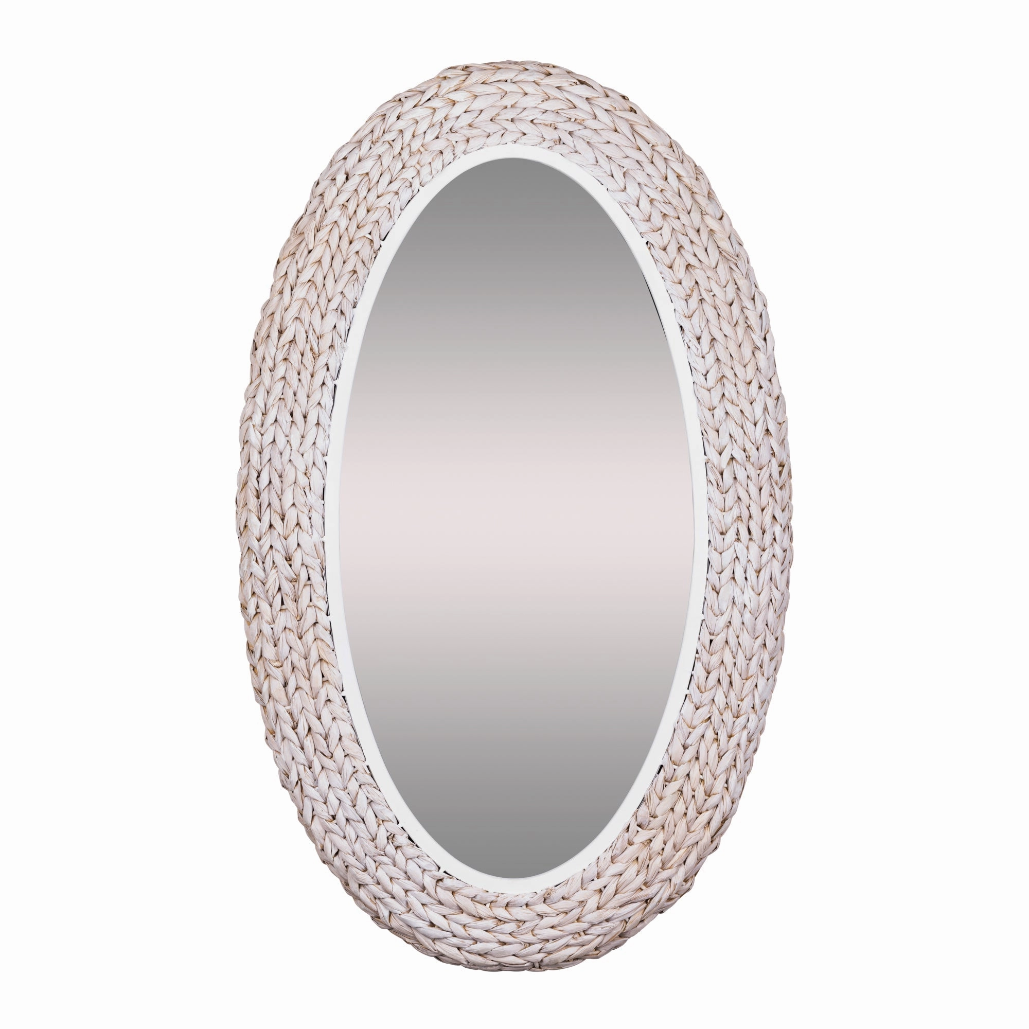 Athena in Whitewash 457MI24MWW 24x40 Oval Wall Mirror - Matte White/Whitewash Seagrasswall mounted decorative mirror,full length dressing mirror