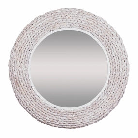 Athena in Whitewash 457MI30MWW 30-in Round Wall Mirror - Matte White/Whitewash Seagrasswall mounted decorative mirror,full length dressing mirror