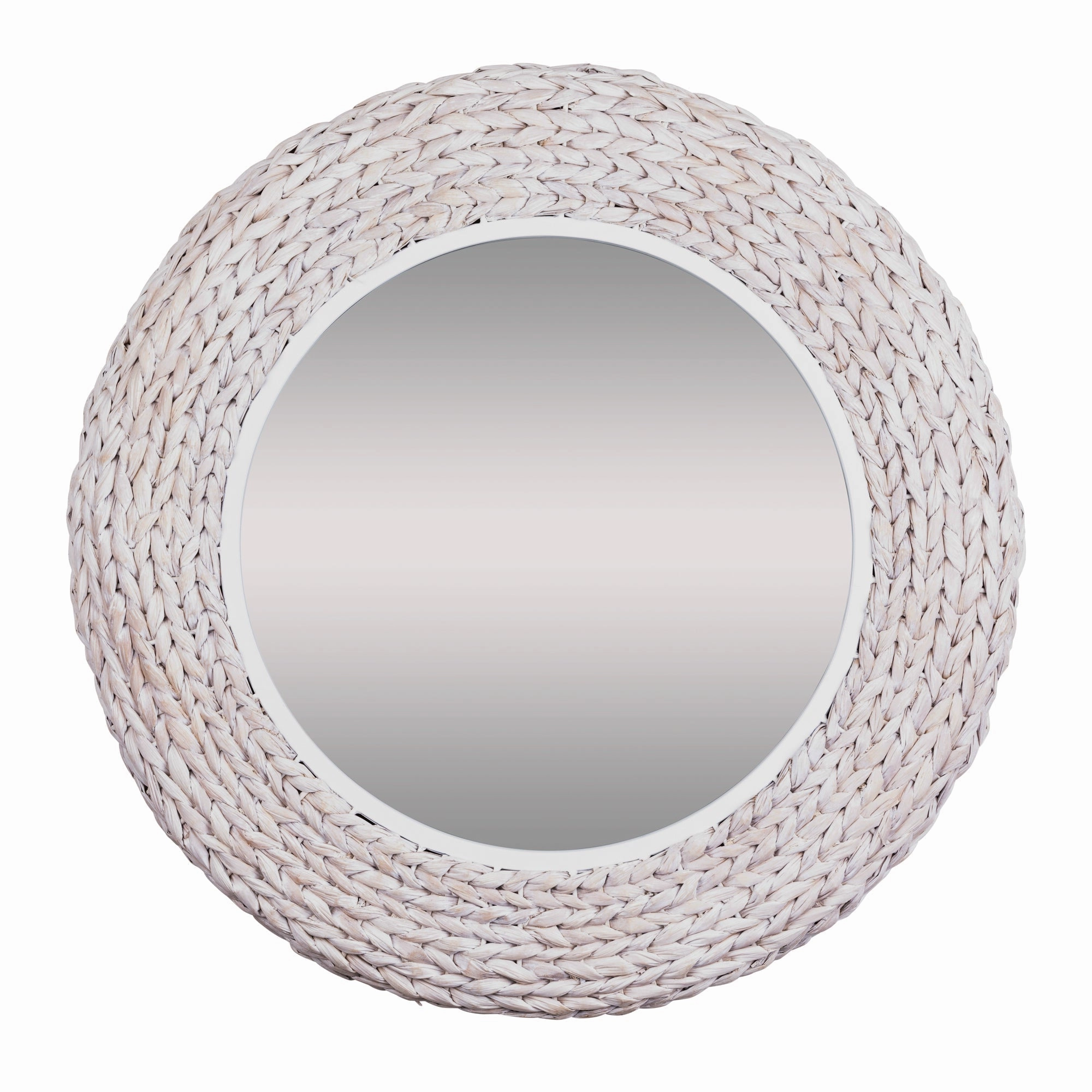 Athena in Whitewash 457MI30MWW 30-in Round Wall Mirror - Matte White/Whitewash Seagrasswall mounted decorative mirror,full length dressing mirror
