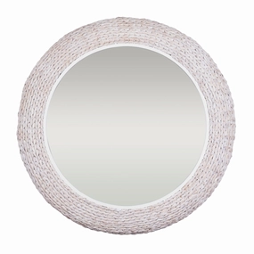 Athena in Whitewash 457MI40MWW 40-in Round Wall Mirror - Matte White/Whitewash Seagrasswall mounted decorative mirror,full length dressing mirror