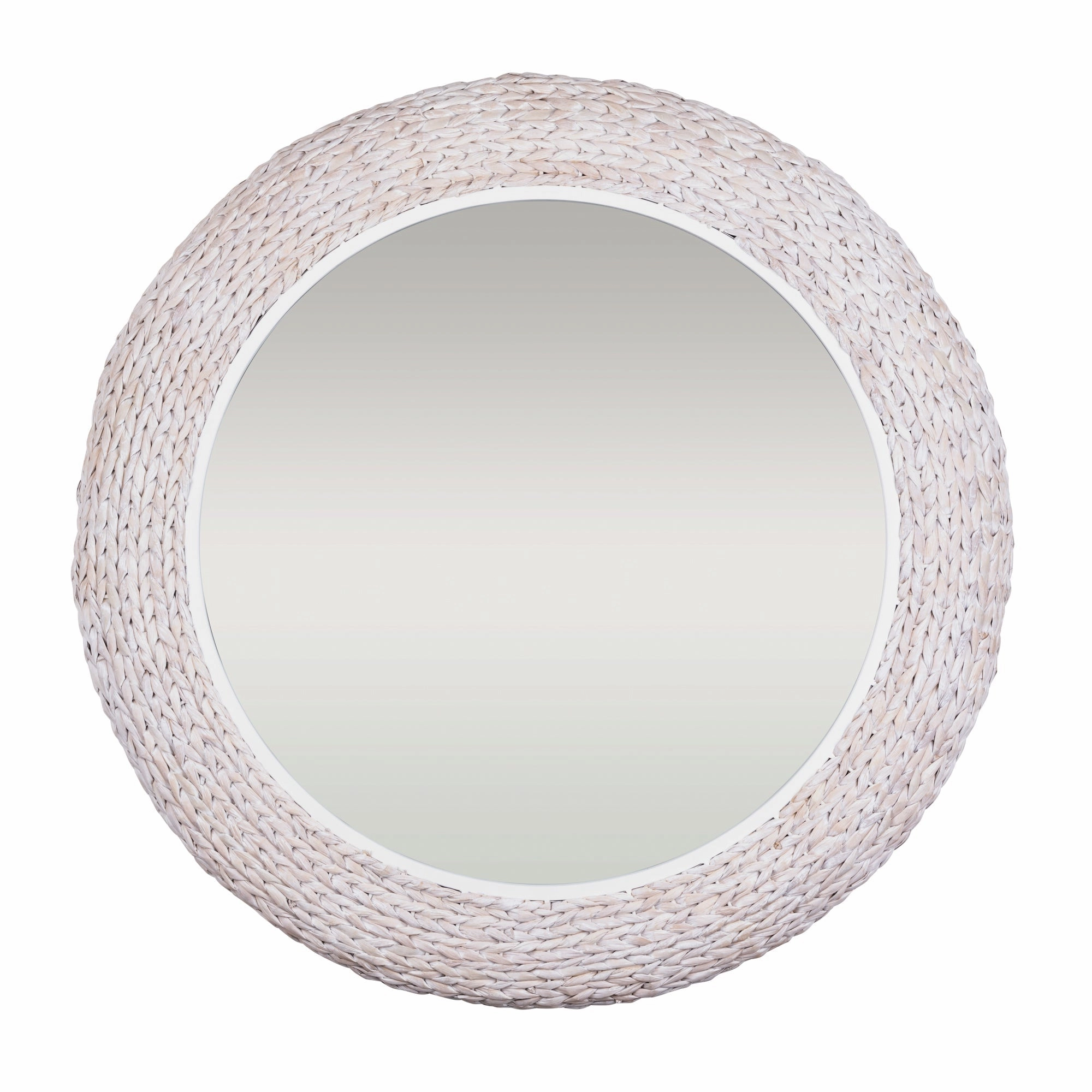 Athena in Whitewash 457MI40MWW 40-in Round Wall Mirror - Matte White/Whitewash Seagrasswall mounted decorative mirror,full length dressing mirror