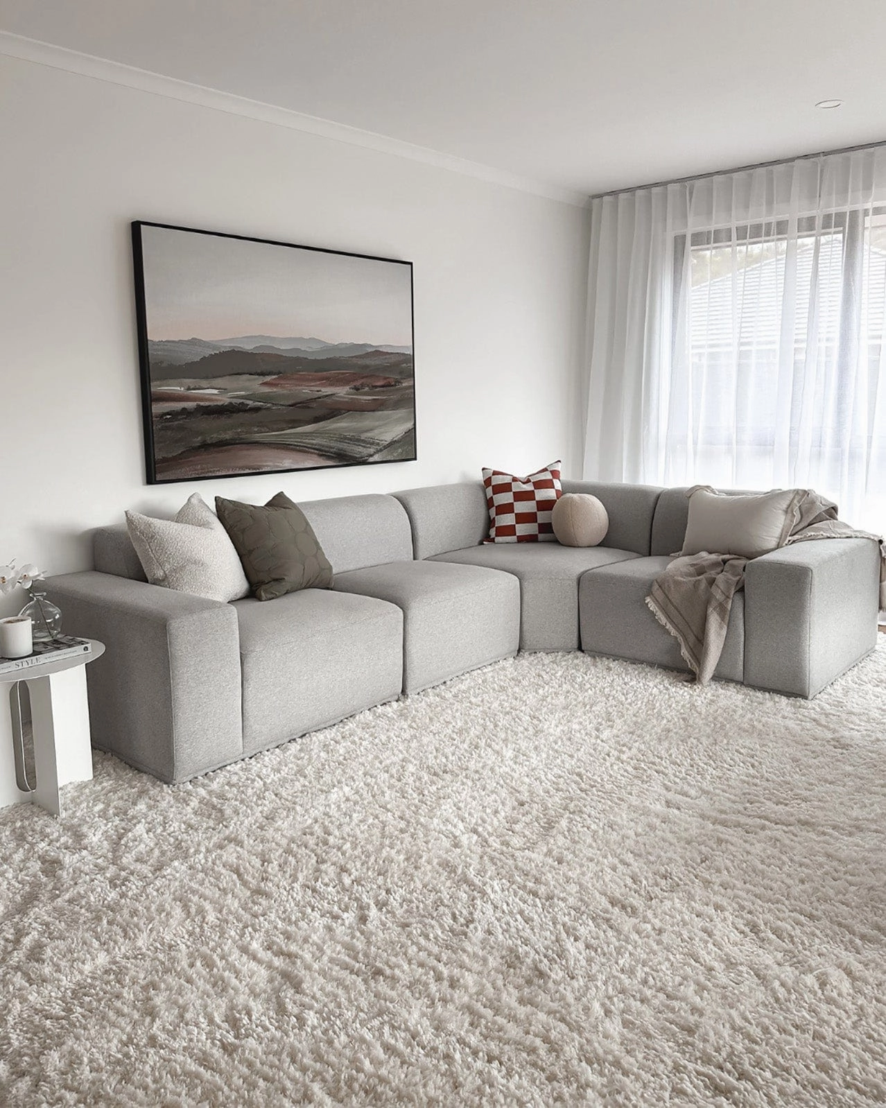 Athena Ivory Handmade Shag Rug