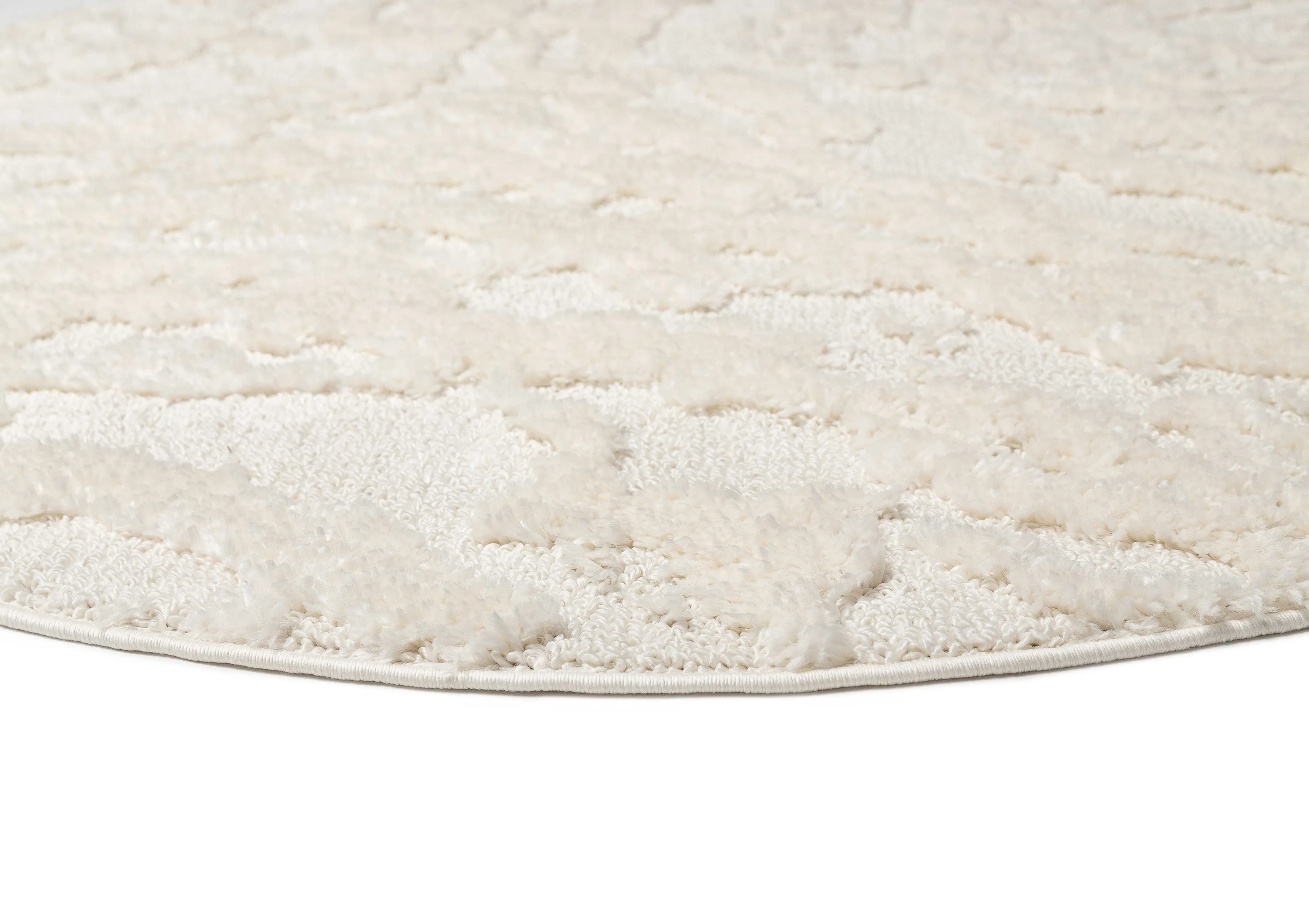 Aurora Ivory Cream Abstract Textured Round Rug