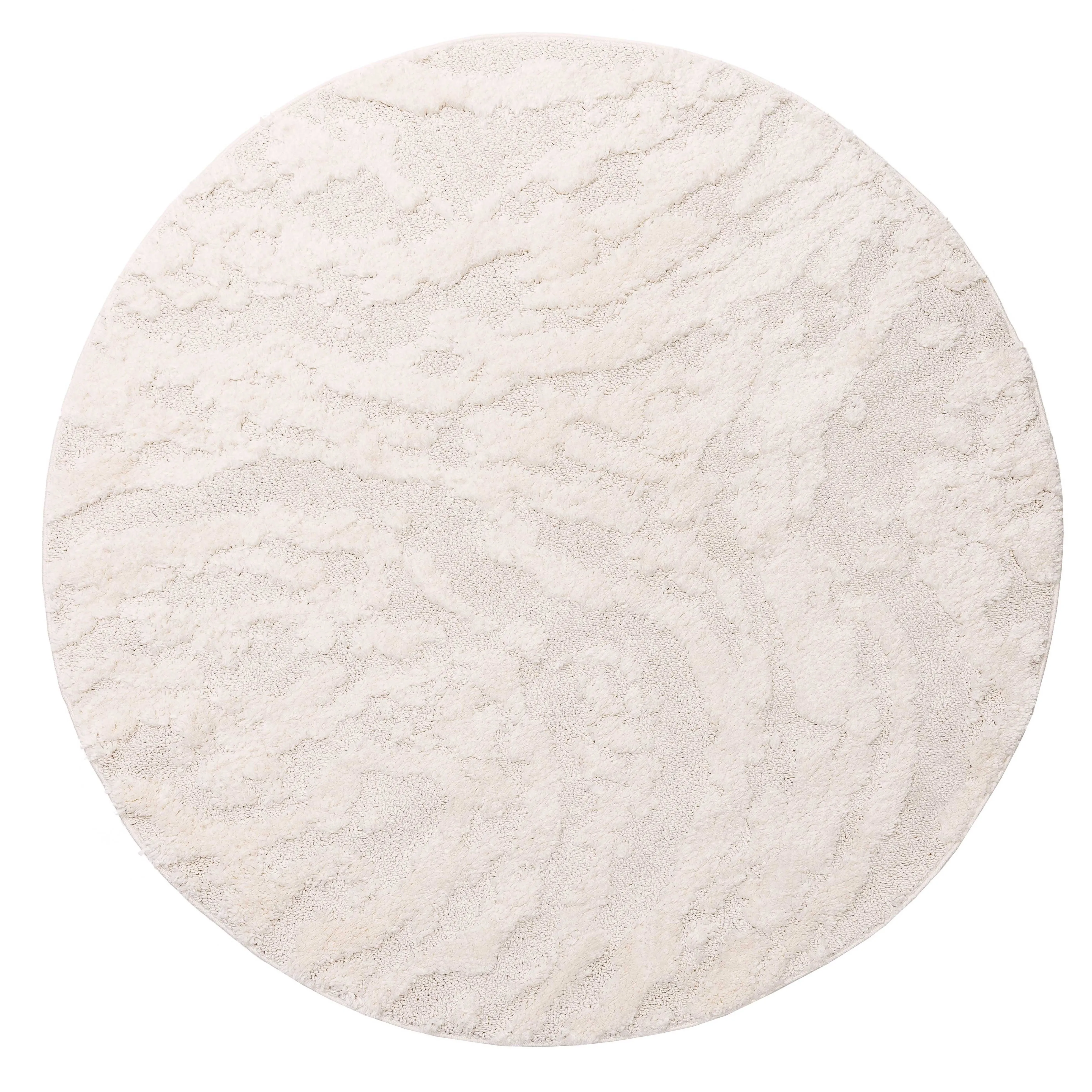 Aurora Ivory Cream Abstract Textured Round Rugmodern color block patchwork rug