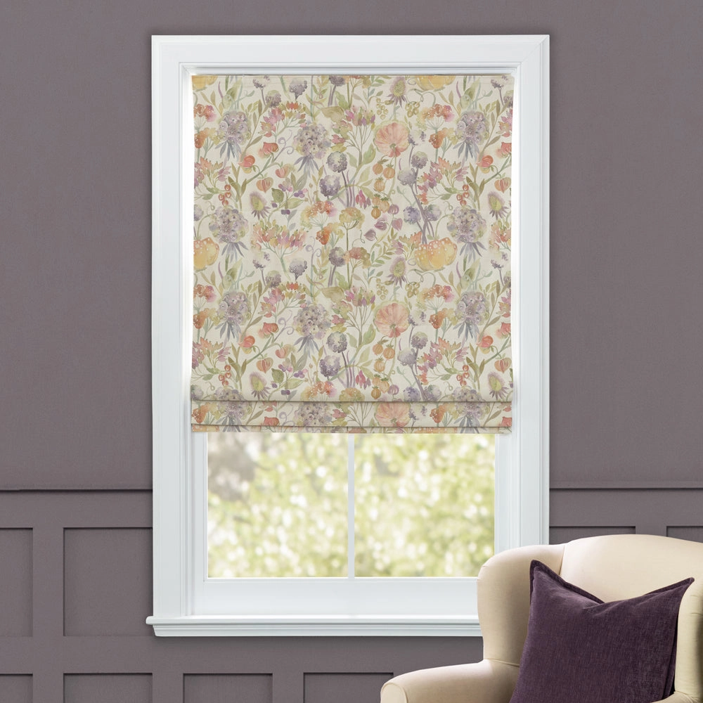Autumn Floral Printed Linen Made to Measure Roman Blinds Natural