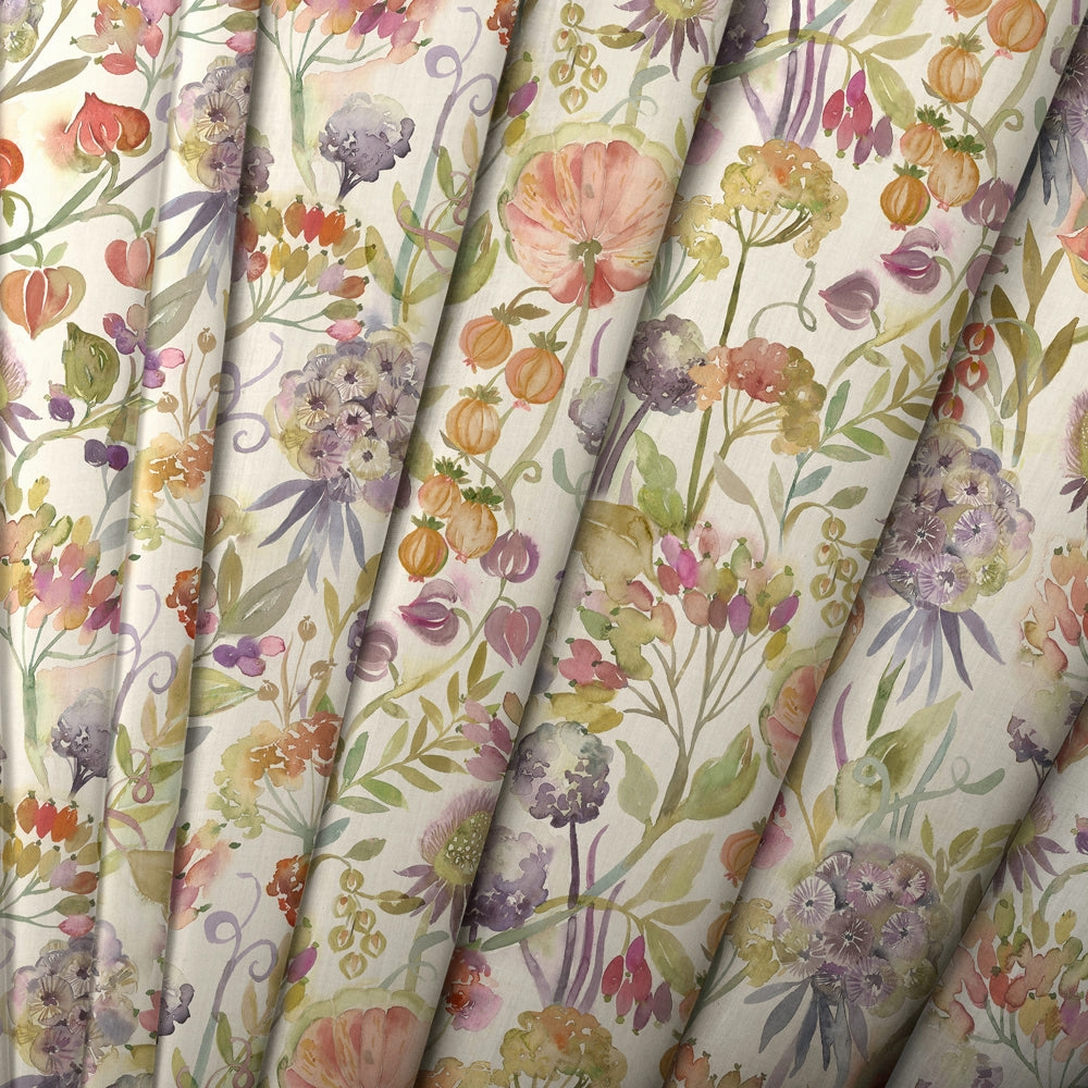 Autumn Floral Printed Linen Made to Measure Roman Blinds Natural